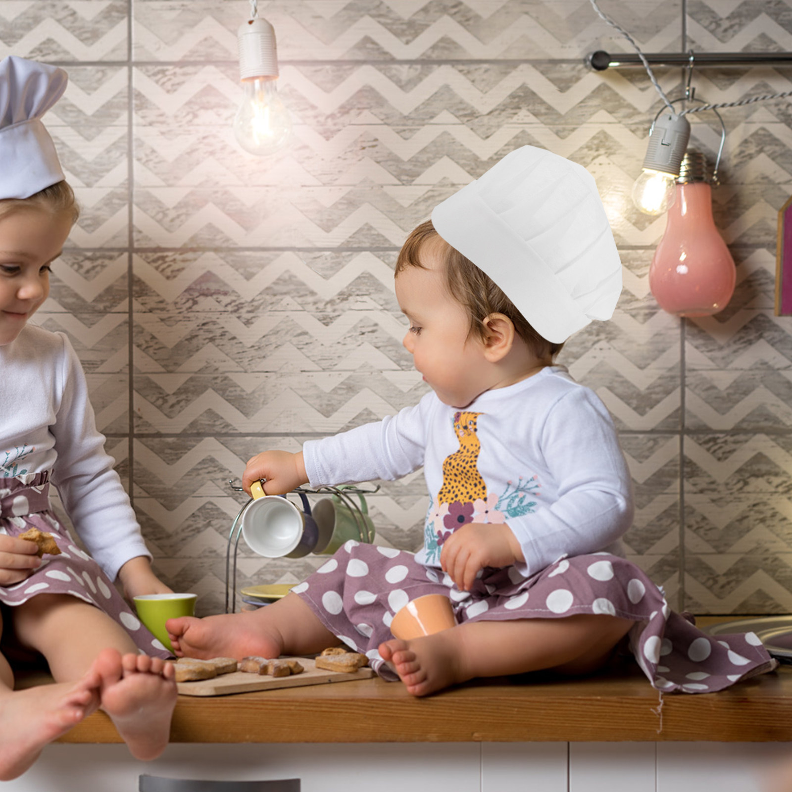 Kitchen With Baking Area - 15Pcs Disposable Kids Chef Hats Small