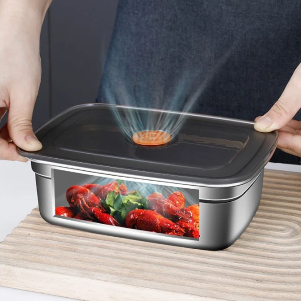 Kitchen Baking Tray Storage - Portable Stainless Steel Preservation Box Leak-proof