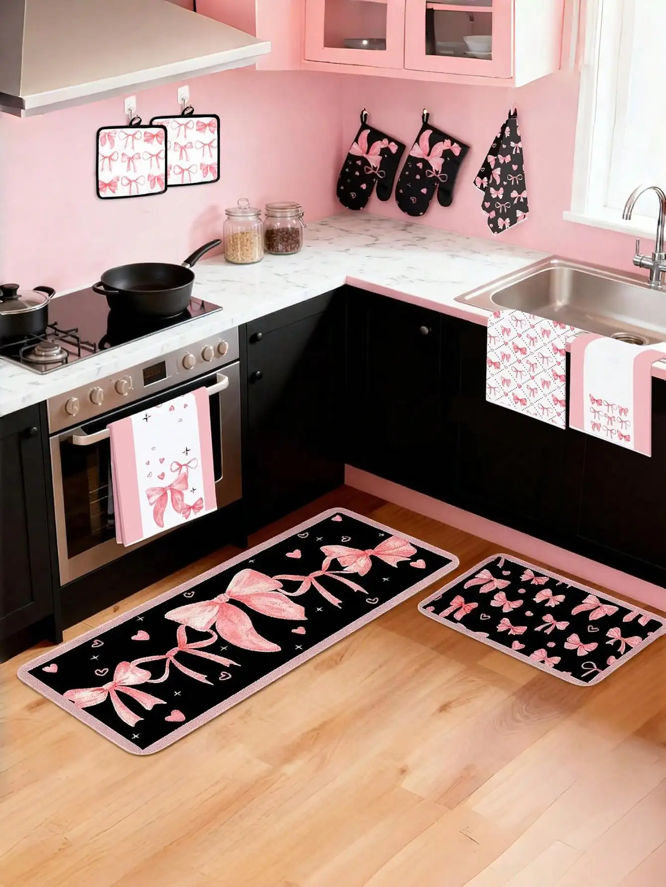 Baking Kitchen Set - 10PCS Pink Bow Kitchen Accessory Set,