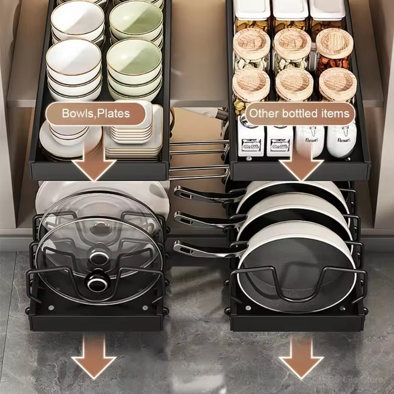 Adjustable Sliding Drawer Orga - Kitchen Baking Pan Organizer ulasan dan harga