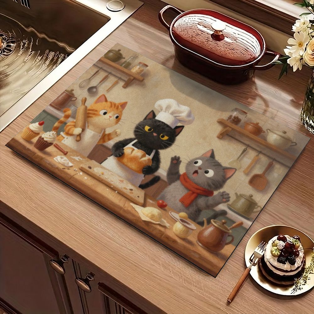 Cute Cartoon Cats Baking Fast  - Super Kitchen Baking Mat ulasan dan harga