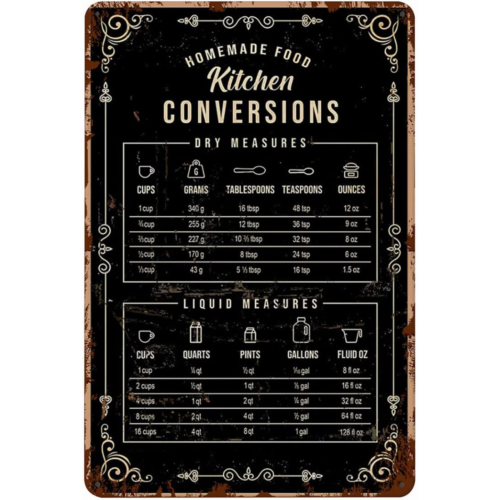 Vintage Funny Metal Tin Sign 1 - Kitchen Baking Conversion Chart ulasan dan harga