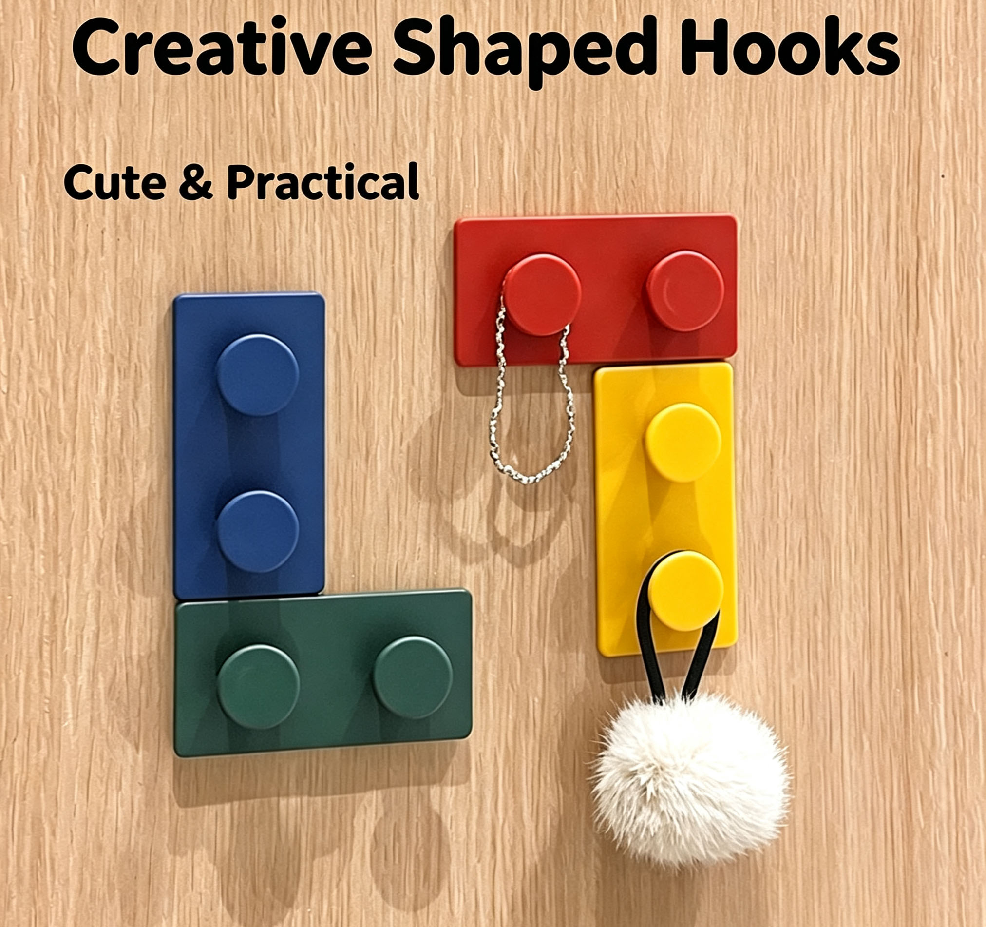 4Pcs Cute Block Hooks, No Dril - Kitchen Zo ulasan dan harga