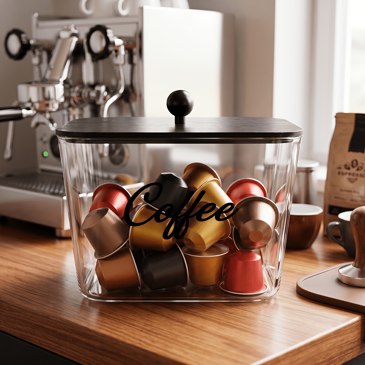 Coffee Pod Holder with Lids Pl - Kitchen Baking Tray Storage ulasan dan harga
