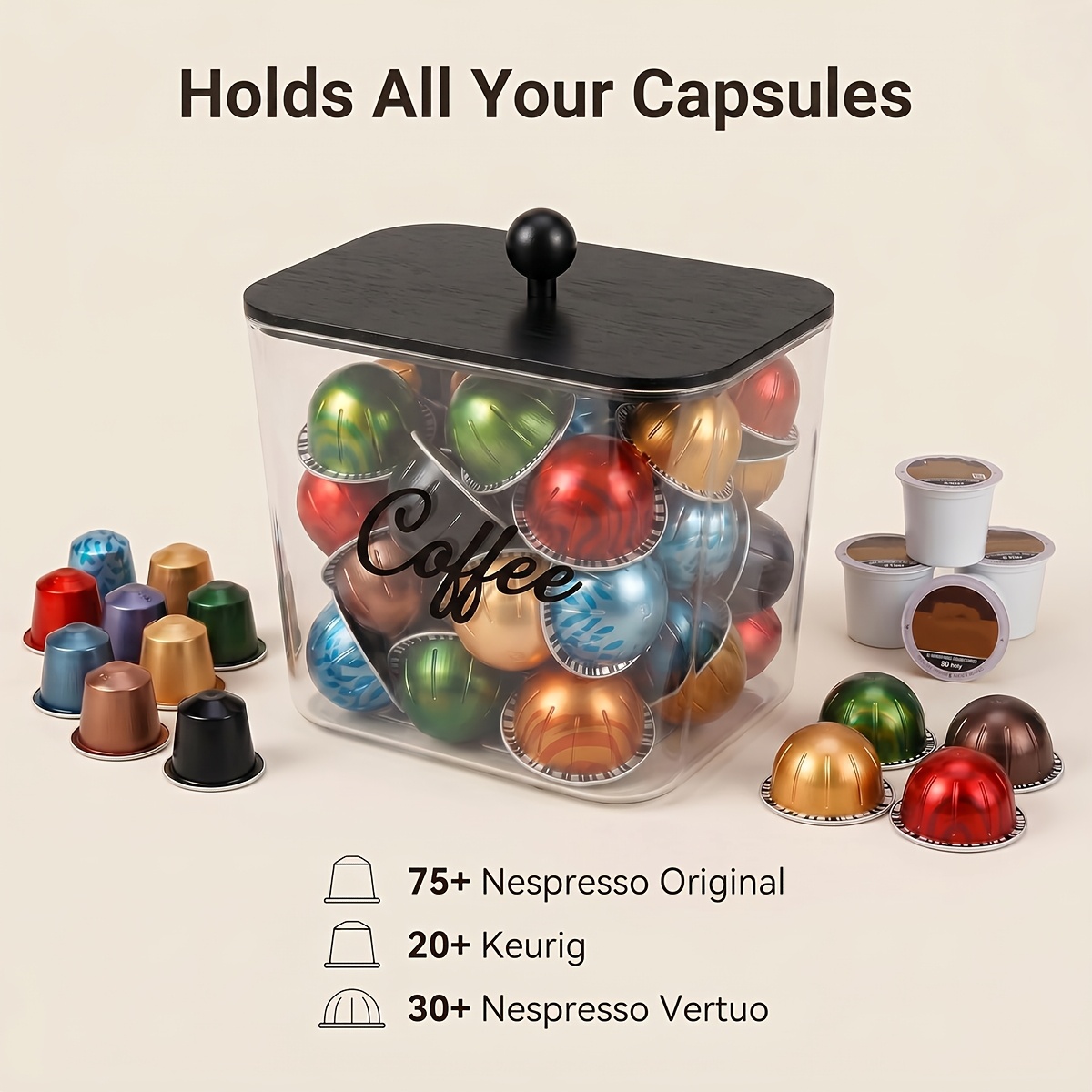 Coffee Pod Holder with Lids Pl - Kitchen Baking Tray Storage ulasan dan harga