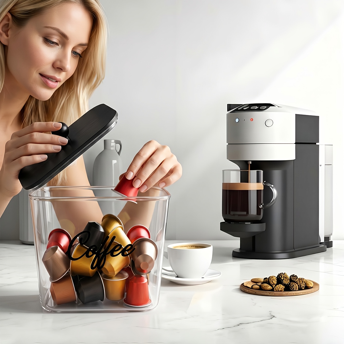 Coffee Pod Holder with Lids Pl - Kitchen Baking Tray Storage ulasan dan harga