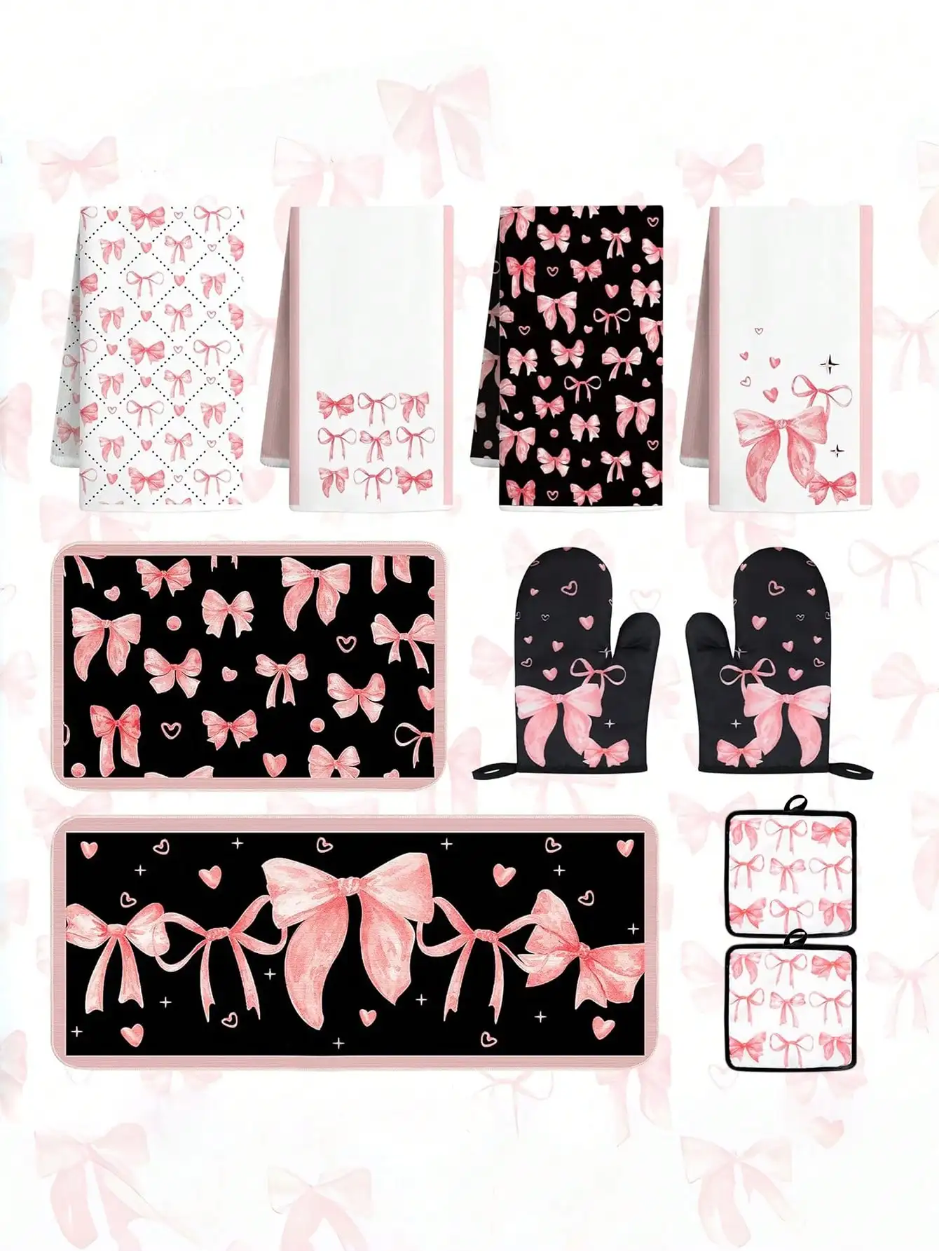 10PCS Pink Bow Kitchen Accesso - Baking Kitchen Set ulasan dan harga