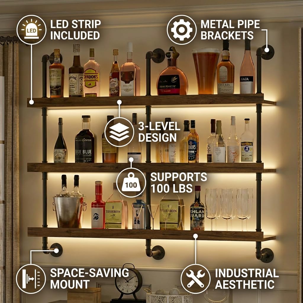 Wall Mounted Wine Rack With LE - Kitchen Zo ulasan dan harga