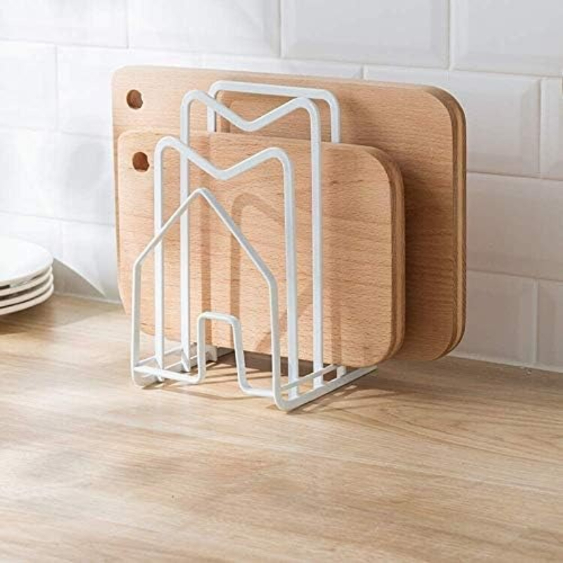 1Pc Pot Pan Lid Holder White C - Kitchen Baking Tray Organiser ulasan dan harga