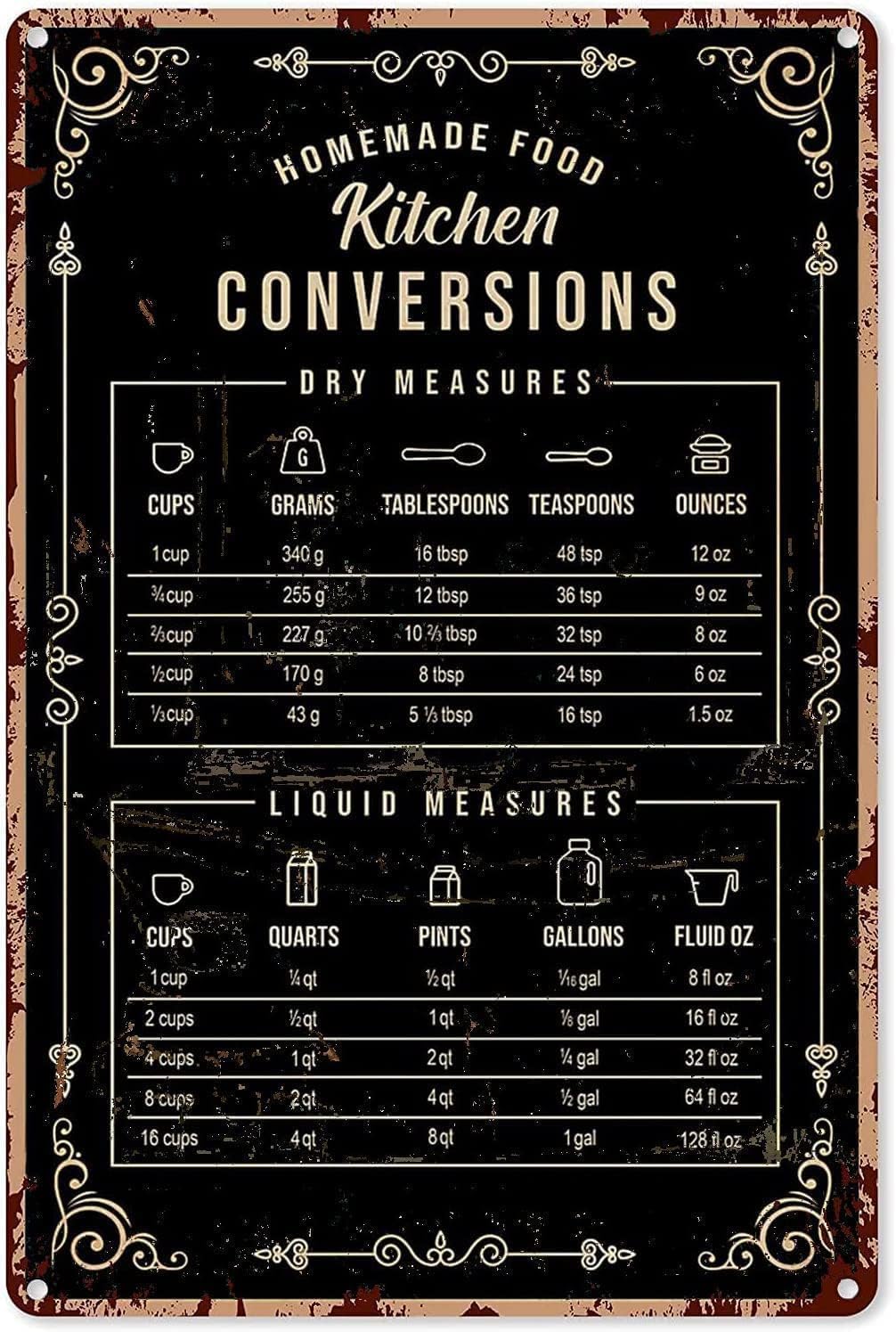 Rustic Tin Decor Baking Signs  - Kitchen Baking Conversion Chart ulasan dan harga